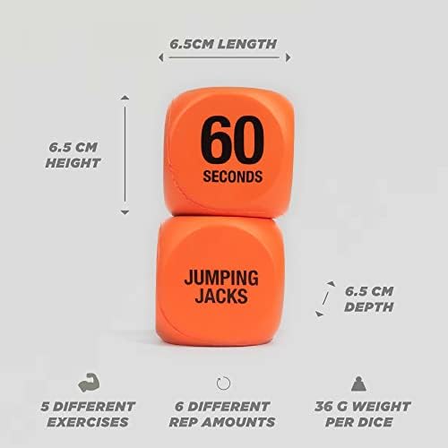 Phoenix Fitness Exercise Dice - Workout Dice Game for Cardio, HIIT and Exercise Classes - Full Body Training Routine for Home & Gym - Orange