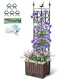 MQHUAYU Raised Garden Bed Planter Boxes with Trellis,61.4' Self-Watering Trellis with Planter Box for Climbing Plants Flowers Vegetables,Use for Indoor Outdoor