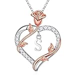 Iefil Mothers Day Gifts for Wife - 925 Sterling Silver Heart Initial Necklace, Anniversary Birthday Gifts for Women, Jewelry Gift for Women Wife Girlfriend Mom