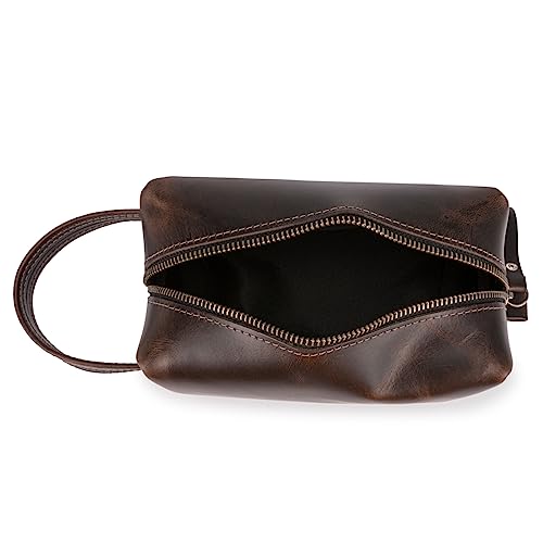 Necessaire Masculina Feminina Couro Legitimo Porta Objetos (MARROM ESCURO)