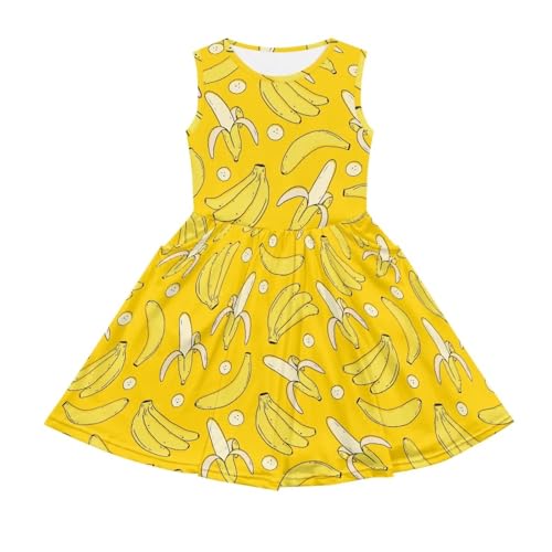 High Waisted Loose Fit A Line Sundress for Girls Crewneck Flared Swing Cute Dress with Pocket