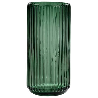 TIMEFOTO Flower Vase 7.5 inch Green Thickened Glass Vase for Bookshelf,Dinner Table,Indoor Office Desktop,Meeting Room,Bathroom,Countertop,Home Christmas Day Decoration