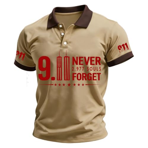 Men's 911 Never Forget Memorial Contrast Cuff Collared Polo Shirt