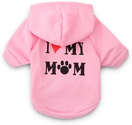 DroolingDog Small Girl Dog Shirts I Love My Mom Dog Hoodies Small Dogs Clothes XS Puppy Girl Hoodies I Love Mommy Shirt