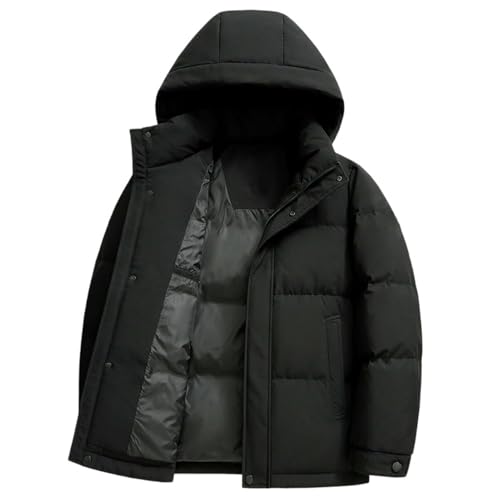Manteau court à capuche chaud homme veste hiver décontractée noire