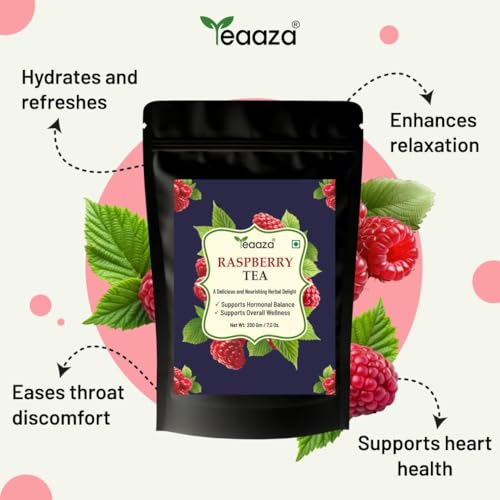 Image of Teaaza Organic Red Raspberry Leaf Tea for PCOS, Pregnancy & Fertility, 200 Grams-200 Cups- Natural Herbal Tea for Hormonal Balance, Reproductive Health, & Women's Wellness | Red Raspberry Leaf Tea For Pregnancy And To Support The Female System | Reusable Ziplock Pouch