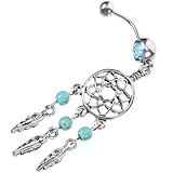 Veemoon Anillo de Perforación del Ombligo Diseño de Atrapasueños Colgante para Adolescentes, Joyería Corporal para Mujer en Fiestas y Actividades al Aire Libre