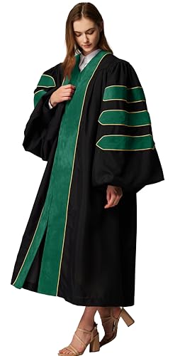 Image of MyGradDay Unisex Deluxe Graduation Doctorate Robe with Gold Piping Available for Customization