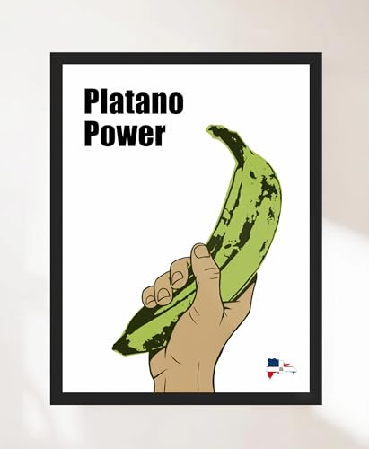 Platano Power Dominican Baseball Framed Poster, Funny Plantain Wall Art