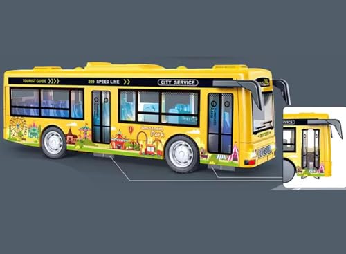 Image of DEOXY Bus Double Decker Toys for Kids Diecast Metal Alloy London Light & Music Open Door Collection Toys for Boy Kids (Yellow 01 Bus)