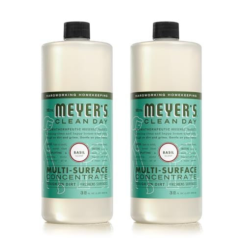 Mrs. Meyer's Multi-Surface Cleaner Concentrate, Use to Clean Floors, Tile, Counters, Basil, 32 fl. oz - Pack of 2