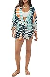 Imprimé intégral O\'NEILL Robe de plage à manches 3/4 inspirée du kimono pour femme - Robe courte avec ceinture à nouer, Multicolore  Josie Kimono, XX-Large