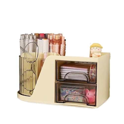 Pot à crayon plastique jaune : solution double couche contre le désordre de bureau - 2