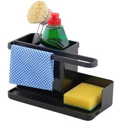 Fregadero Rayado simplywire – Cesta para Fregadero – Organizador para Fregadero – Bandeja de Goteo extraíble – Antideslizante - Negro