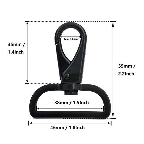 Generic Black 1.5" Inside Diameter D Ring Lobster Clasp Claw Swivel For Strap Keeper Pack Of 6 #TOP4