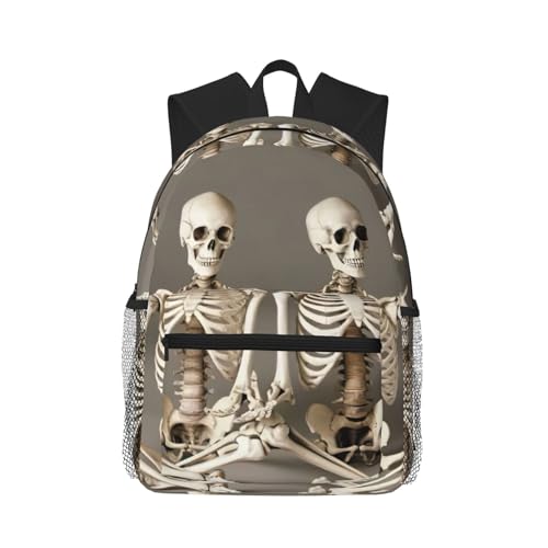 Sac à dos de voyage classique Squeletons Yoga au design imprimé noir original