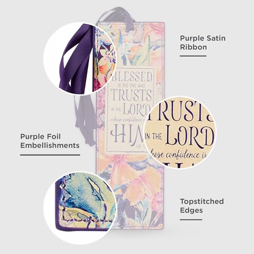 Image of Christian Art Gifts Faux Leather Floral Bookmark: Blessed is The One