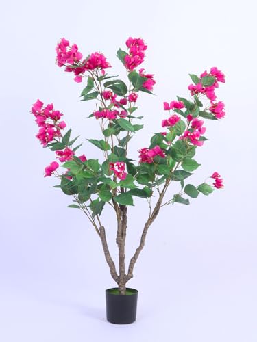 Image of ARICK DECOR 3.6Ft Artificial Bougainvillea Flowers Tree in Pot, 3.6ft Realistic Faux Pink Silk Flower Plant, Peacock Shaped Decor for Home, Office & Balcony