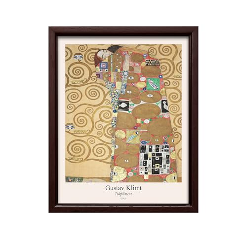 Poster Master Vintage Gustav Klimt Canvas - Retro Fulfillment Print - Abstract Symbolism - Aesthetic Art - Classic Painting - Art Nouveau - Living Room Wall Decor - 12x16 Brown Framed Canvas