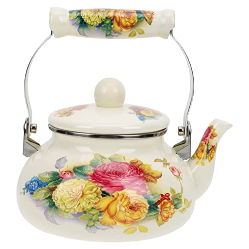 Enamel Tea Kettle Tea Pot For Loose Tea Vintage Floral Ceramic Teapot 1. 5L Porcelain Enameled Teakettle For Home Kitchen（Pattern Random） #TOP1