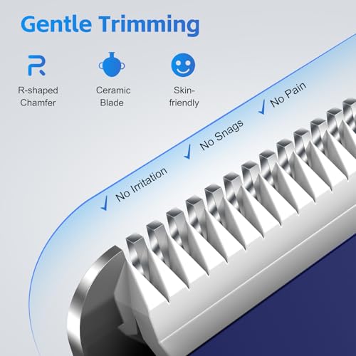 Image of Manscape Body Hair Trimmer for Men, Waterproof Groin Trimmer, Electric Razor Ball Shaver for Chest Pubic Leg Arm Underarm Back Nose, Rechargeable Wet /Dry Groomer, Blue