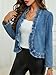 XQR Women's Ruffled Denim Jackets Long Sleeve Open Front Jean Cropped Top Coat 2026 Trendy Jean Jackets(Medium, BlueA)