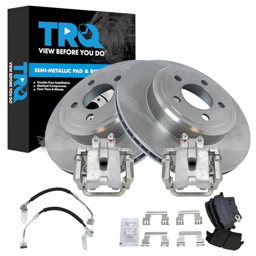 Image of TRQ Rear Brake Pad & Rotor Kit Semi-Metallic Compatible with 2009 Dodge Challenger