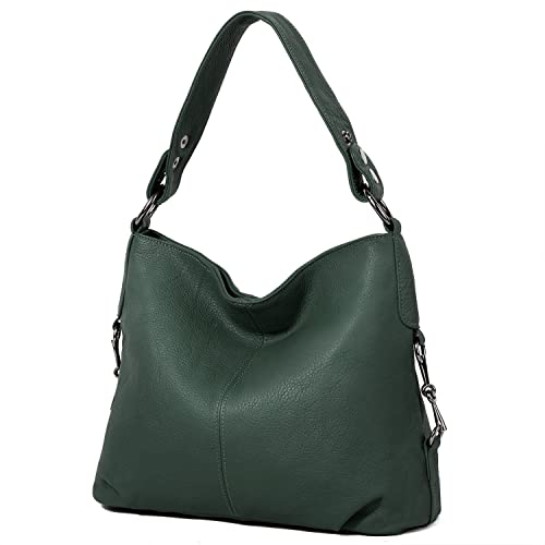 Image of YALUXE Women's Real Leather Shoulder Bags Hobo Handbag Purse Crossbody Bag | Soft Genuine Leather, Convertible, Cross-body Bag, Multiple Pockets, Large Capacity, Medium Size