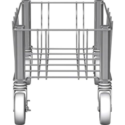 Fonteme 18\'\' x 9\'\' Inch Stainless Steel Wire Trash Can Dolly – Heavy Duty Rolling Trash Bin Base with Swivel Casters – Fits Round Utility and Garbage Bins – Commercial Waste Container Support