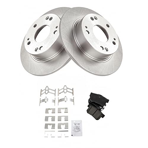 Image of TRQ Rear Brake Pad and Rotor Set Ceramic Solid Rotors | For 2003-2007 Honda Accord 2004-2008 Acura TSX