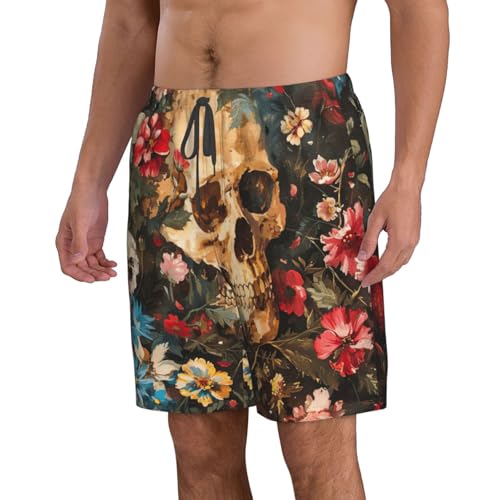Floral Skull Print Stylish Beach Shorts Swim Trunks Lightweight Breathable Summer Outdoor Activities2