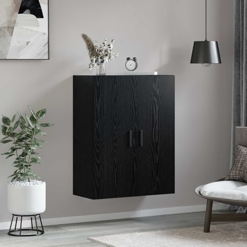 Armario de pared negro 69,5x34x90 cm de madera con puerta 5