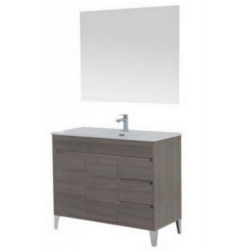 Bagno Italia Mueble baño 100 cm con patas espejo lavabo puerta cajones en tres colores