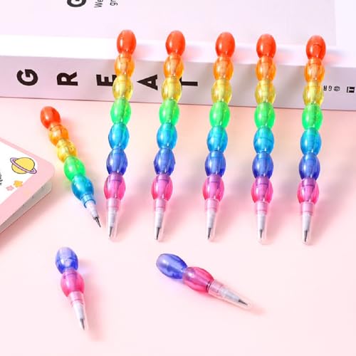 Acfun 12 lápices apilables de plástico coloridos miniatura 1