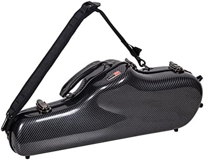 Crossrock Composite Carbon Fiber case fits for Regular Alto Saxophone with Removable Shoulder Straps-Black(CRF3000ASBK)