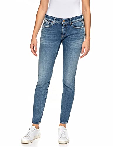 Replay Damen New Luz Rose Label Jeans, 009 Medium Blue, 30W / 30L EU
