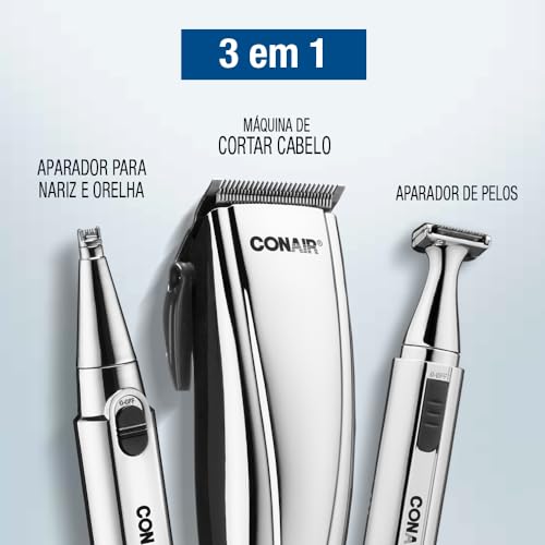 Conair, Máquina de Cortar Cabelo 3 em 1, Kit com Aparador de Pelos e Trimmer, Home Styler, Incluindo