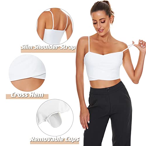 Longline Sports Bras For Women - Wirefree Padded Medium Support Criss Cross Bras Yoga Workout Crop Tank Tops #TOP4