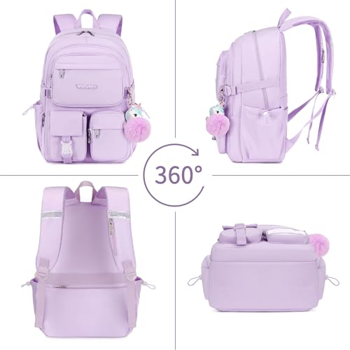 VIRTUREVI Mochila com 3 peças, para adolescentes e meninas de 15,6 polegadas, mochila escolar fofa p