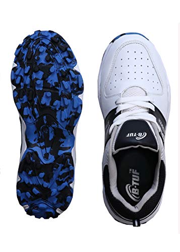 Image of B-TUF Striker Cricket Shoes /Studs Spikes Sports for Men Boys Unisex Kids|Lightweight and Durable | Stylish Sports Shoes | (White /Black /Yellow)