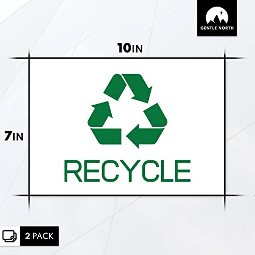 Pack Of 2 Recycle Sticker For Trash Can ( 10X7 Inch ) White - Recycling Stickers For Trash Can - Self-Adhesive Recycling Sticker - Uv Resistant, Waterproof, Anti Scratch For Outdoor And Indoor #TOP1