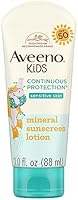 Aveeno Kids Continuous Protection Zinc Oxide Mineral Sunscreen Lotion for Children's Sensitive Skin with Broad Spectrum...
