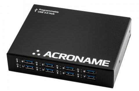 Programmable Industrial USB 3.2 Gen1 hub, 9 Port, 2 Host, 15kV ESD, Software Control, Fast Charge (4A), Measure Current, Over-Current Protection, DIN Rail mountable