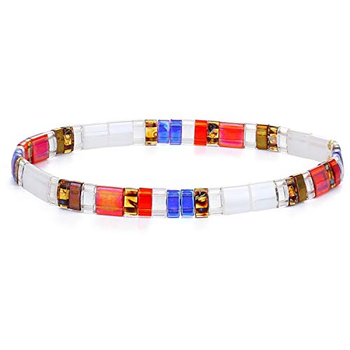 Image of KELITCH Women Pearl Beaded Bracelet Tila Stretch Bracelets Candy Colors Friendship New Jewelry