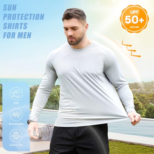 5/7 Pack Long Sleeve Shirts for Men - Quick Dry Moisture Wicking UPF 50+ Sun Protection T-Shirts for Workout Fishing Casual2