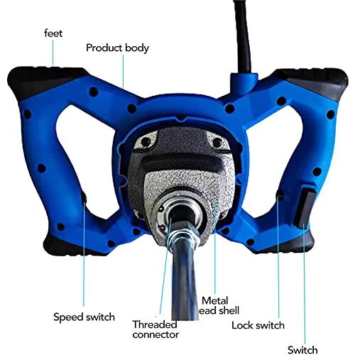 Portable Electric Paddle Mixer Drill with 6-Speed Gearing, 2600W Paint Plaster Mortar Mixer, Electric Mixing Paddle Handheld Tool for Mixing Plaster/Paint/Mortar/Glue/Adhesive/Concrete - Image 5