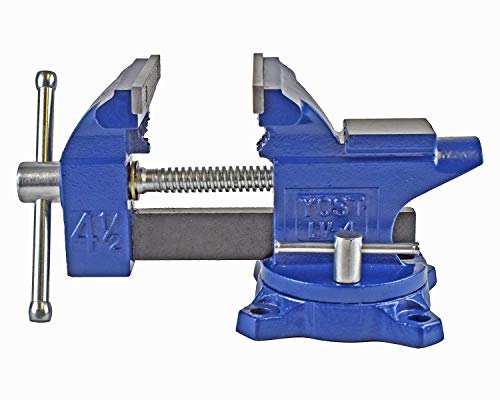 Yost Vises Lv-4 Homeowner's Vise | 4.5 Inch Jaw Width With A 3 Inch Jaw Opening Home Vise | Secure Grip With Swivel Base | Assembled With A Combination Of Powder Coated Cast Iron And Steel | Blue #TOP3