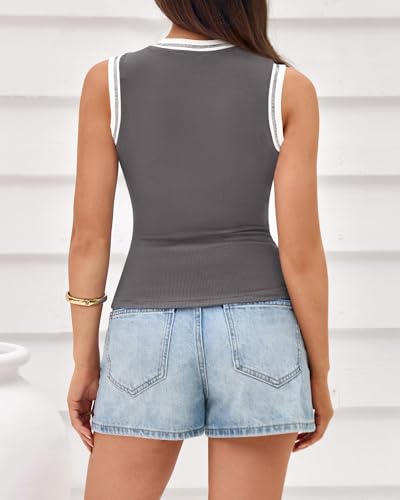 Image of BTFBM High Neck Tank Top for Women Sleeveless Ribbed Y2k Clothes Basic Shirts Going Out Outfits Spring Summer Tops 2026