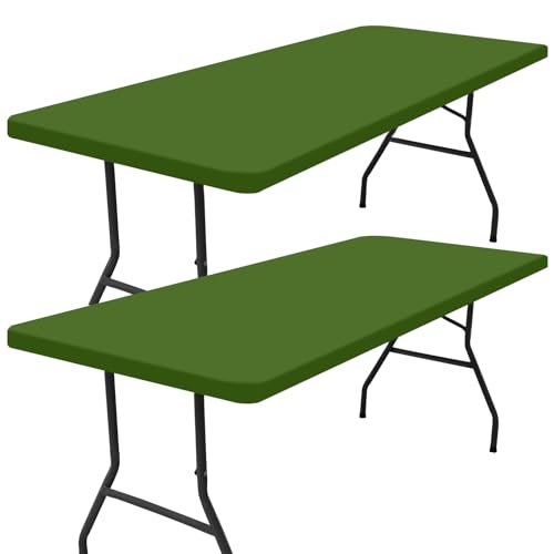 Smiry 2 Pack Rectangle Picnic Table Cloth, Waterproof Elastic Fitted