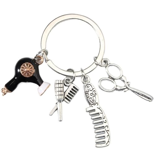 Porte-clés voiture ciseaux peigne fini brillant, bijou de taille suspendu chic